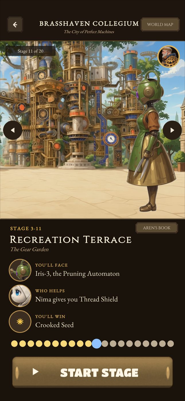 Stage page: Recreation Terrace in Brasshaven Collegium.