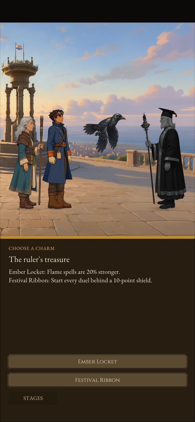 Choosing a charm: the ruler's treasure.